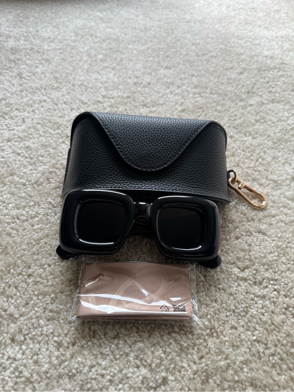 LOEWE Glossy Black Puffy Sunglasses with Case